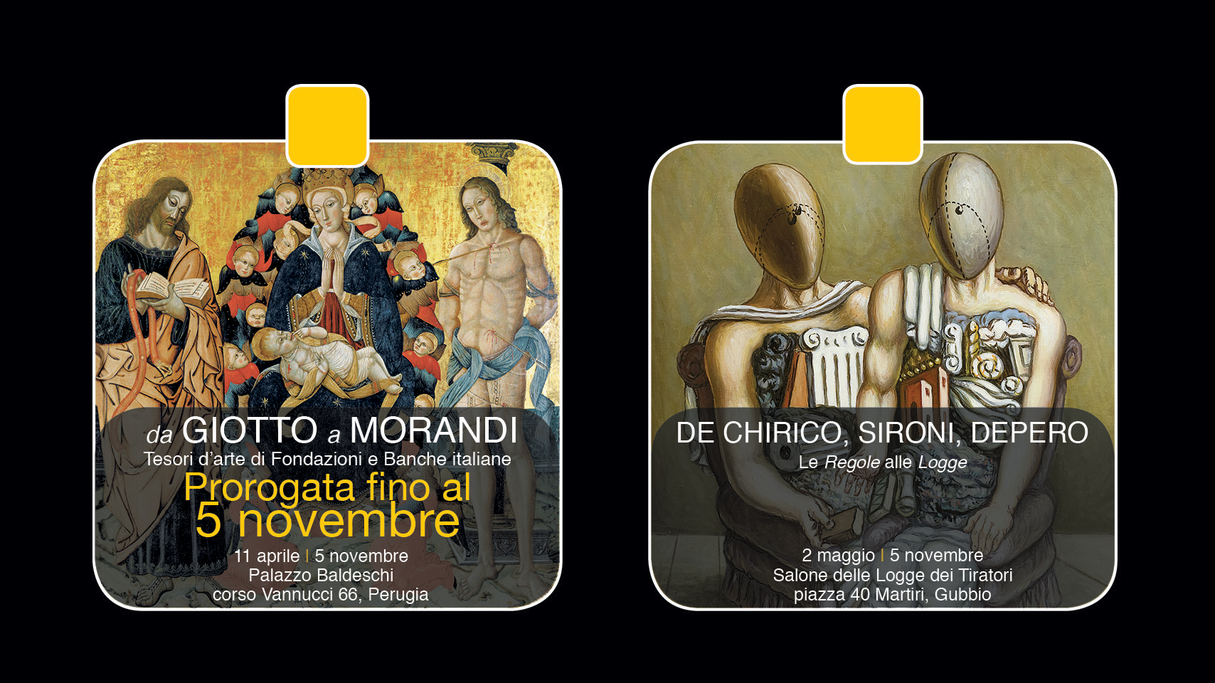Solo due giorni per “Da Giotto a Morandi” e “De Chirico, Sironi, Depero…”