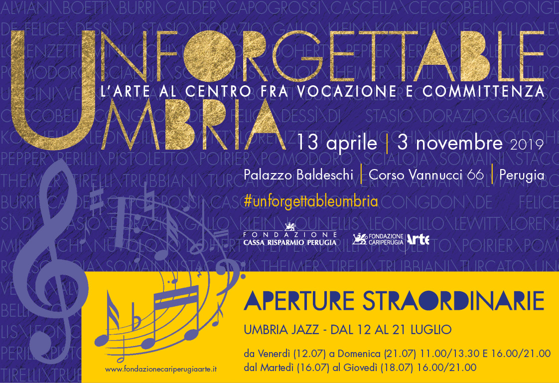 Da Umbria Jazz a Palazzo Baldeschi: i grandi dell’arte contemporanea (e non solo) con ingressi agevolati