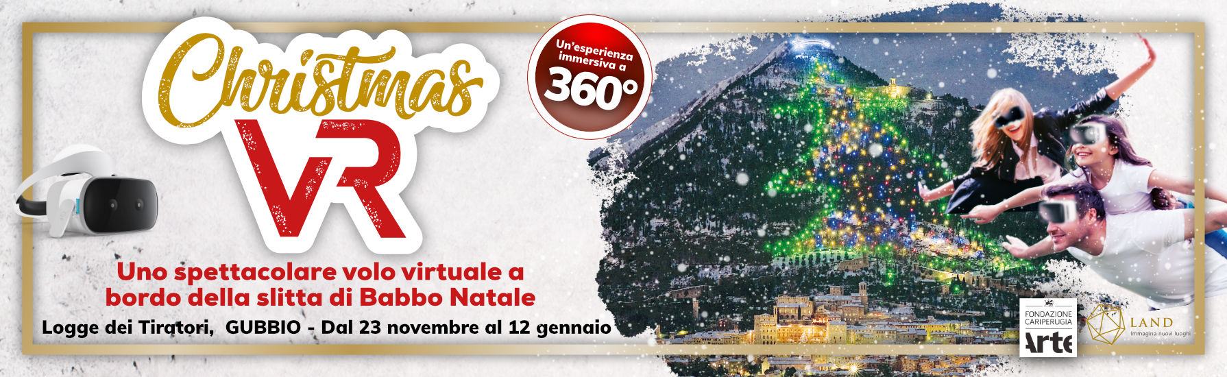 Christmas VR, uno spettacolare volo virtuale alle Logge di Gubbio